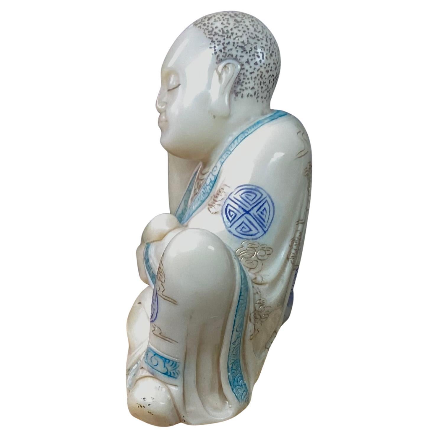 Figura china Qing tallada de un arhat de piedra jabón en Bueno estado para la venta en Bradenton, FL