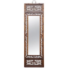 Panneau de miroir en bois chinois sculpté représentant des battes, symbole de bonheur et de bonne fortune