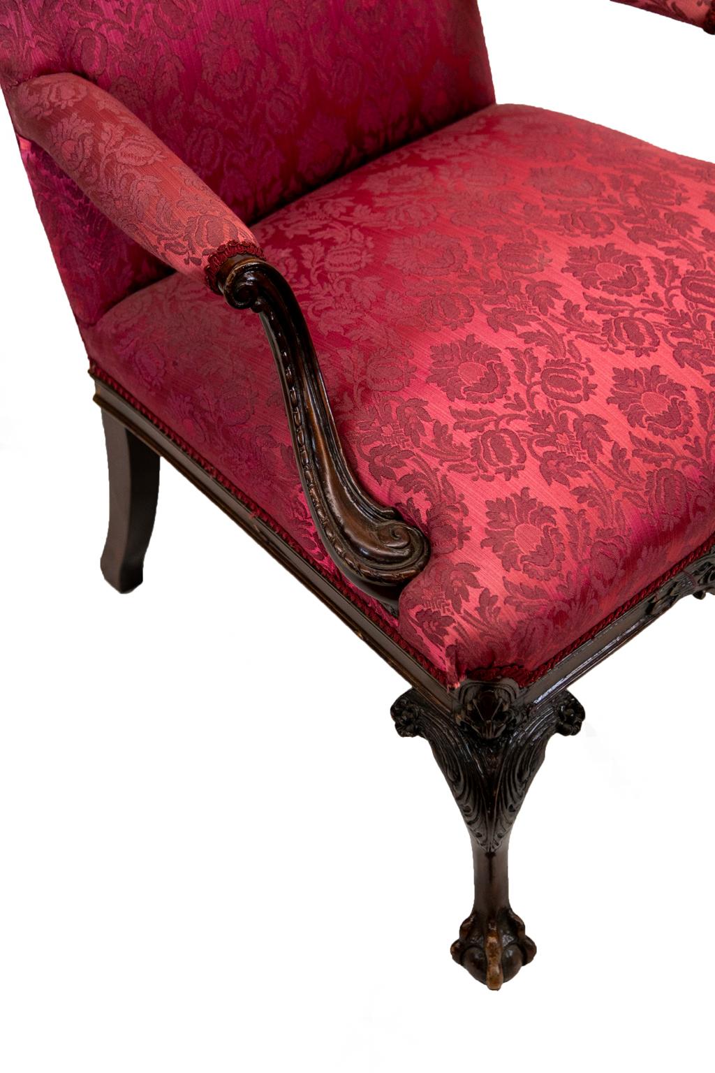 Early 20th Century Carved Chippendale Bergère Chair