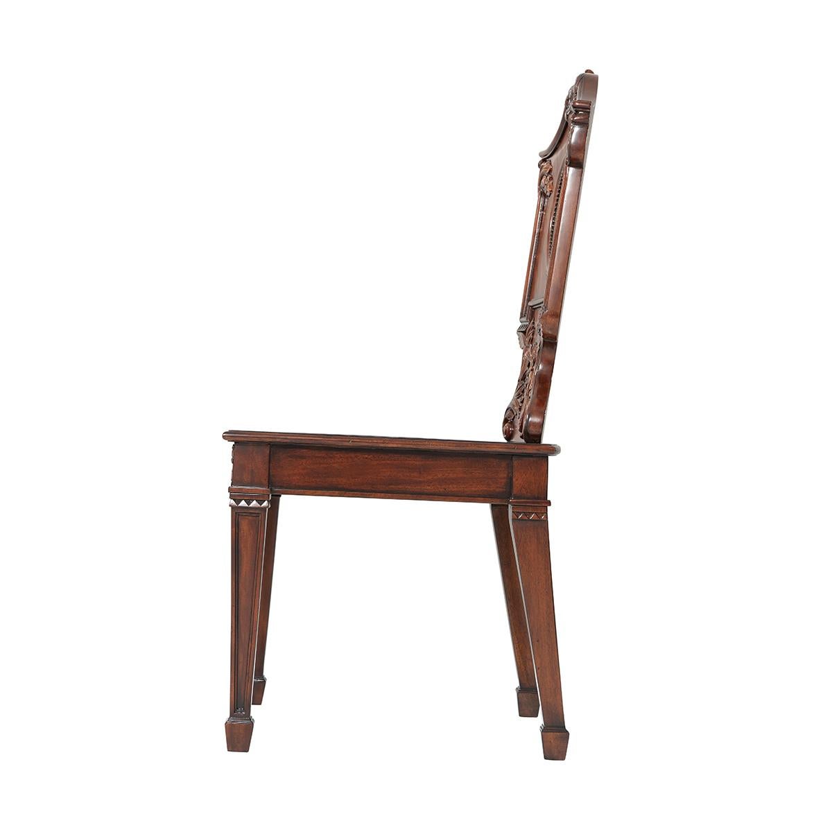 Vietnamese Carved Chippendale Mahogany Hall Chair For Sale