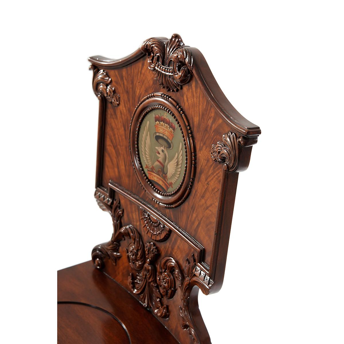 Carved Chippendale Mahogany Hall Chair In New Condition For Sale In Westwood, NJ