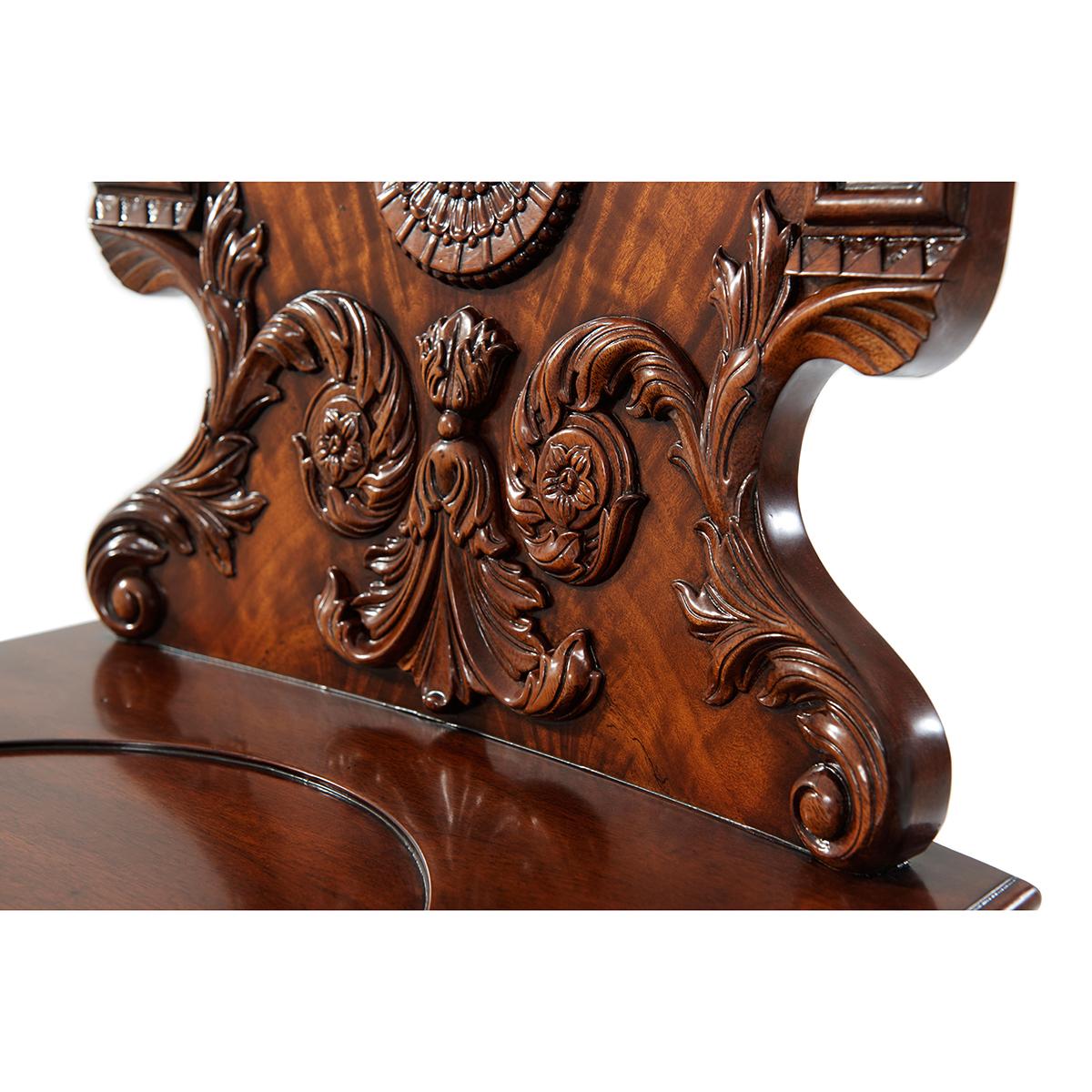 Wood Carved Chippendale Mahogany Hall Chair For Sale