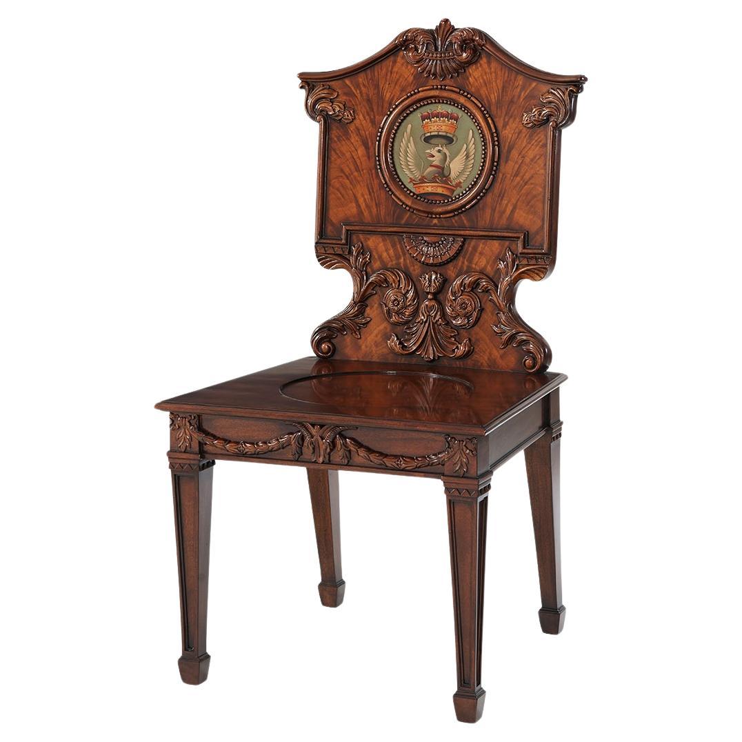 Carved Chippendale Mahogany Hall Chair For Sale