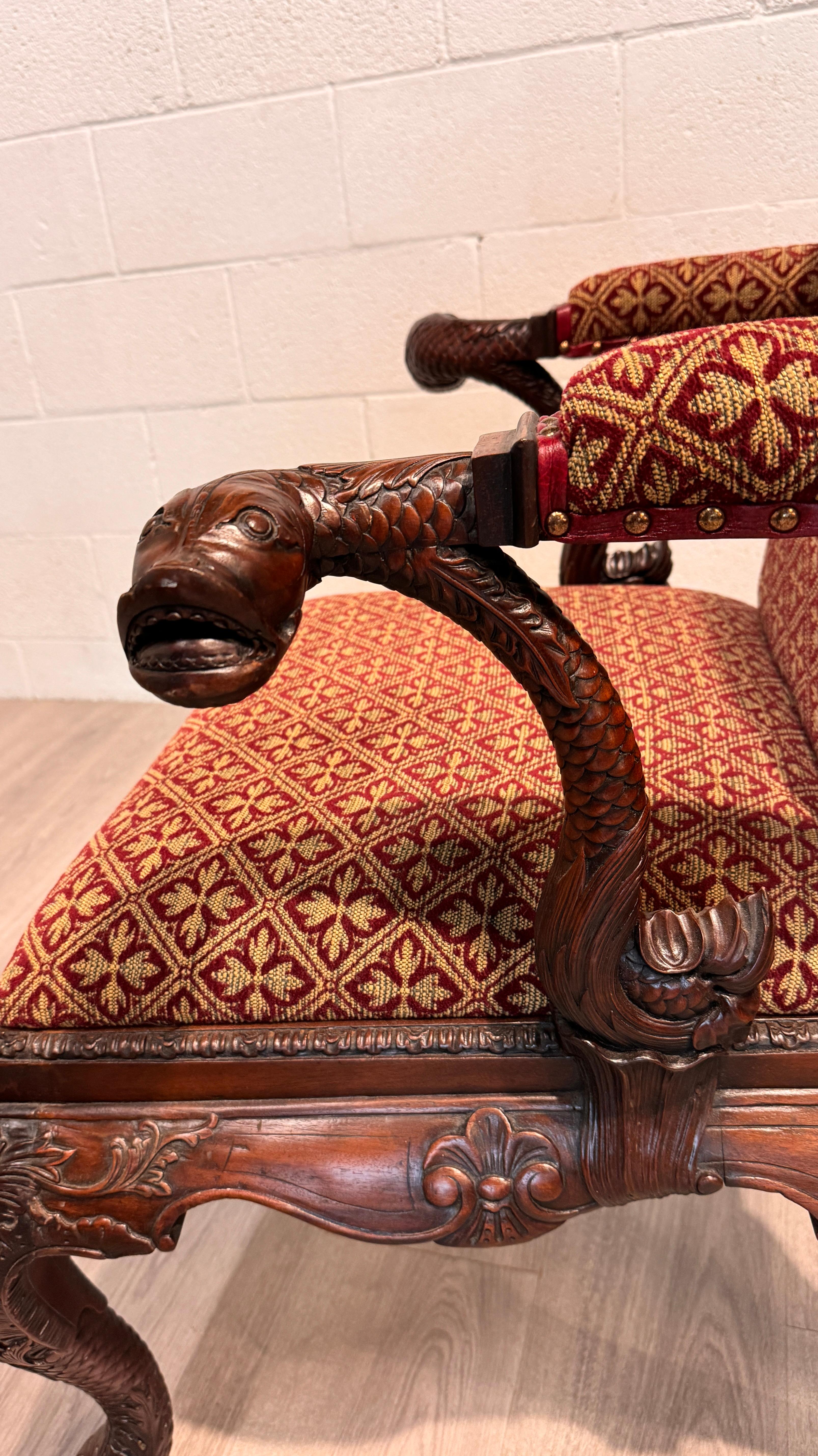 Carved Chippendale Style Mahogany Arm Chair For Sale 2