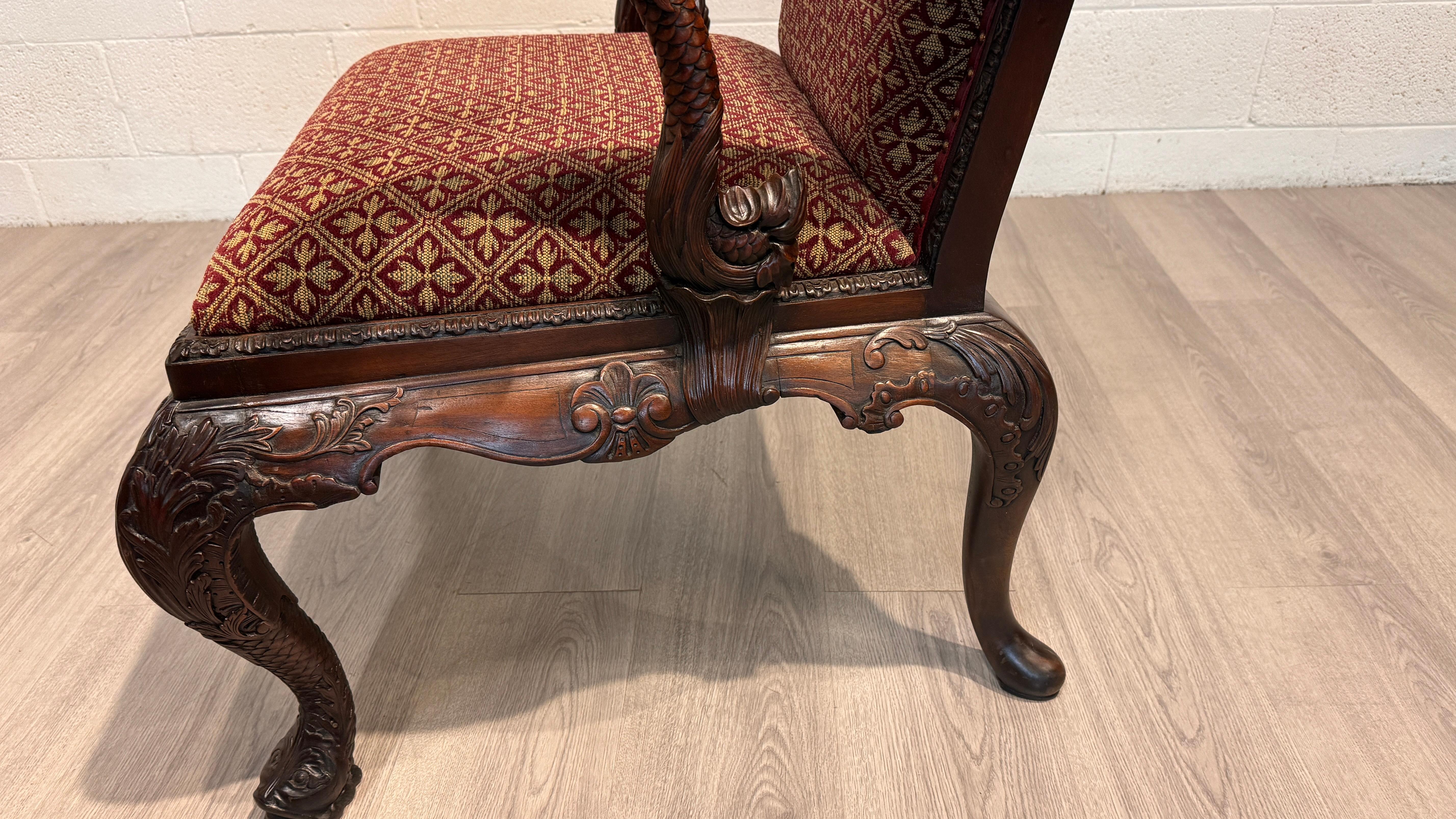 Carved Chippendale Style Mahogany Arm Chair For Sale 3