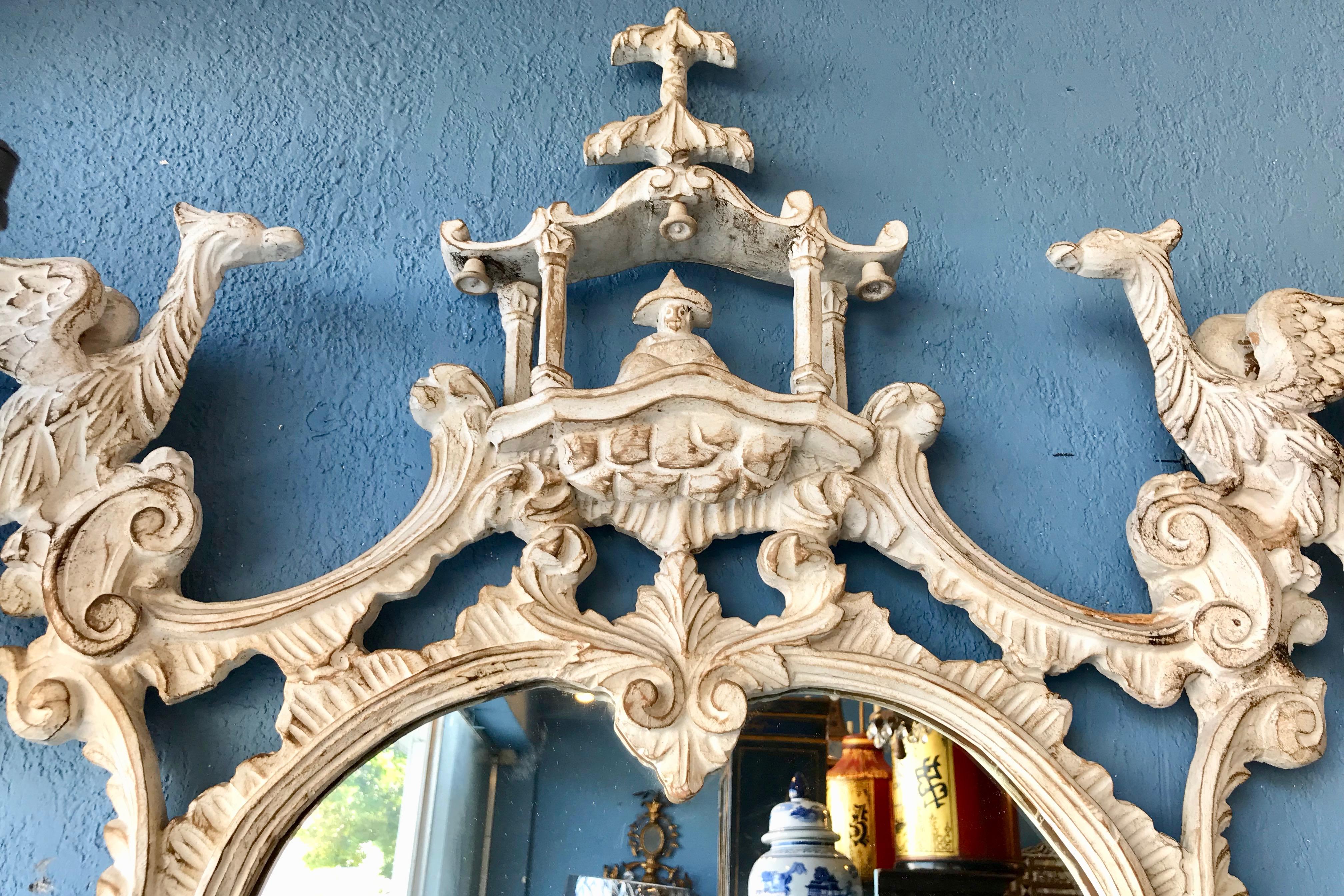 Carved Chippendale Style Mirror For Sale 1