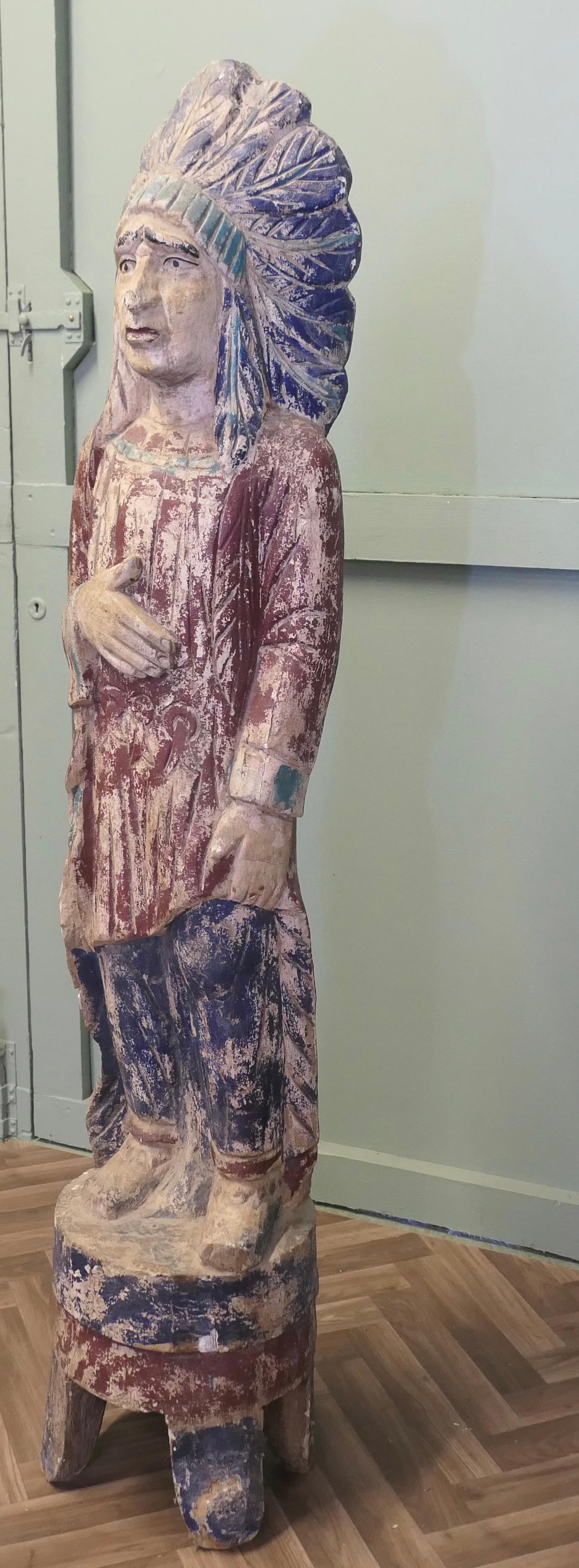 Bois Enseigne de magasin de cigares sculptée Indien d'Amérique, enseigne de magasin en vente