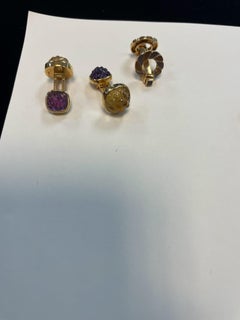 Carved Citrine Amethyst Gold Cufflinks