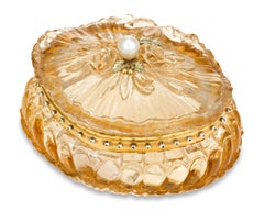 Carved Citrine Pill Box