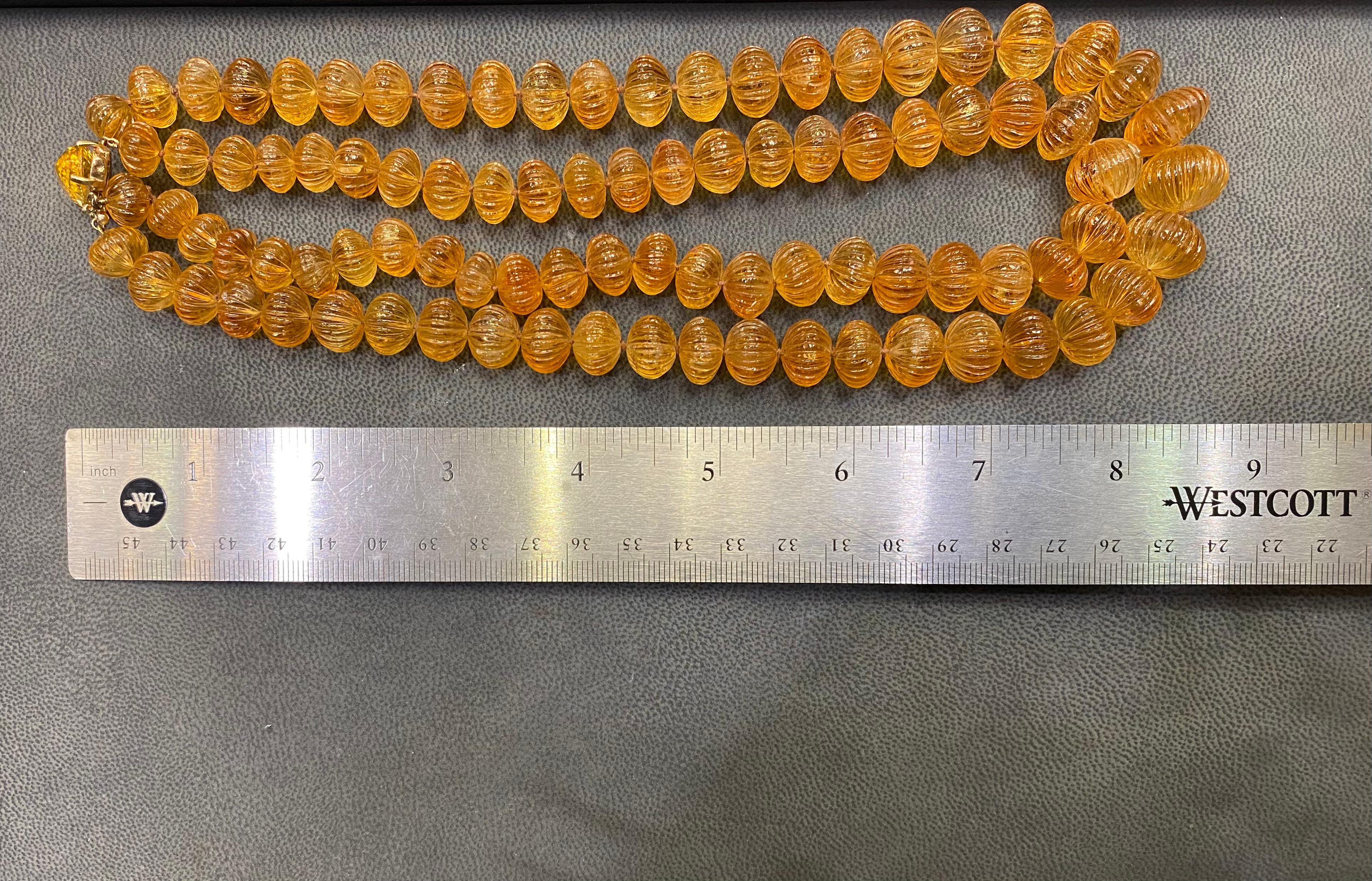 Collana di perle di citrino intagliato in vendita 3