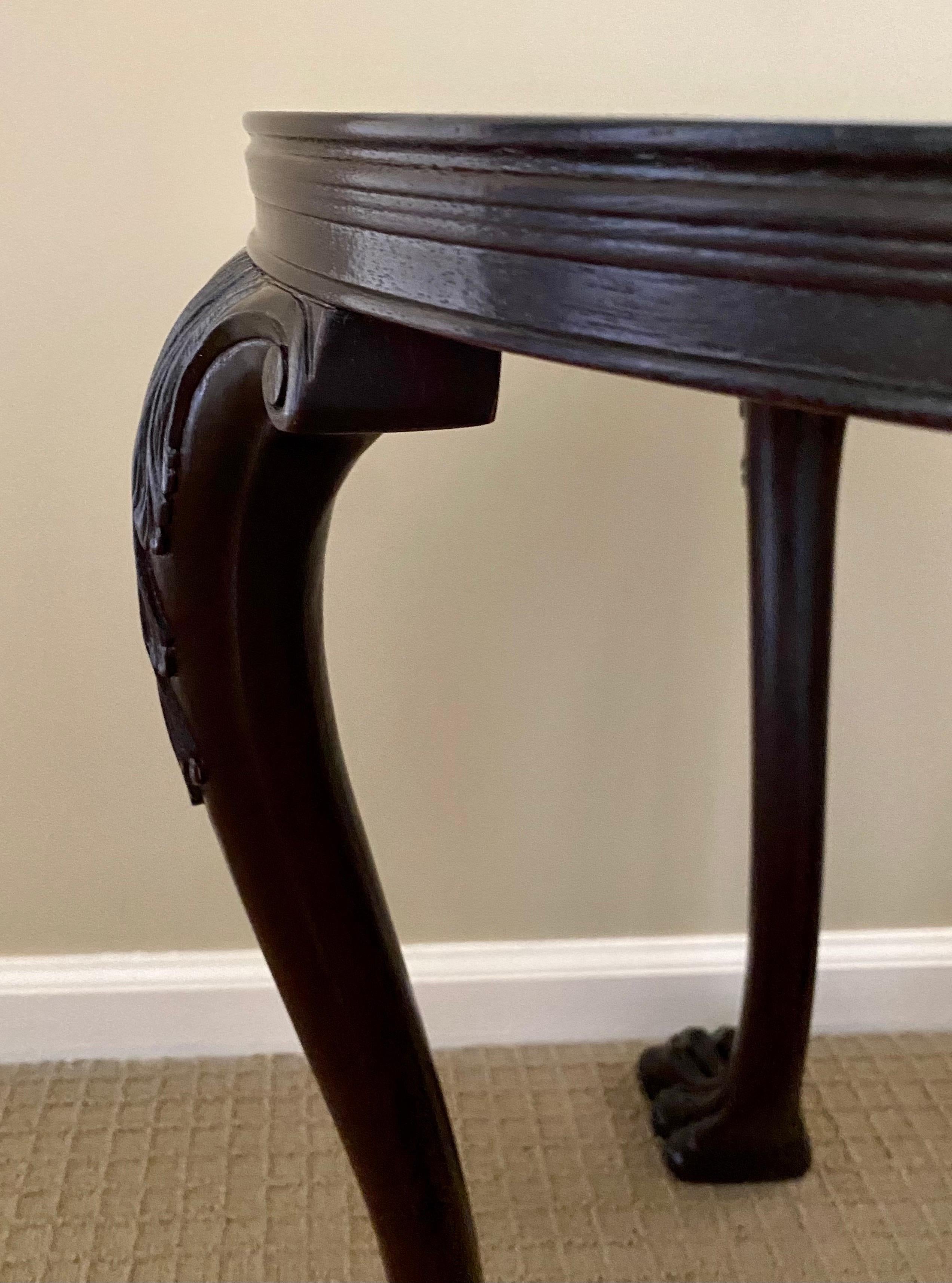 George II Carved Claw Paw Foot Acanthus Leaf Side End Table by Hickory Chair