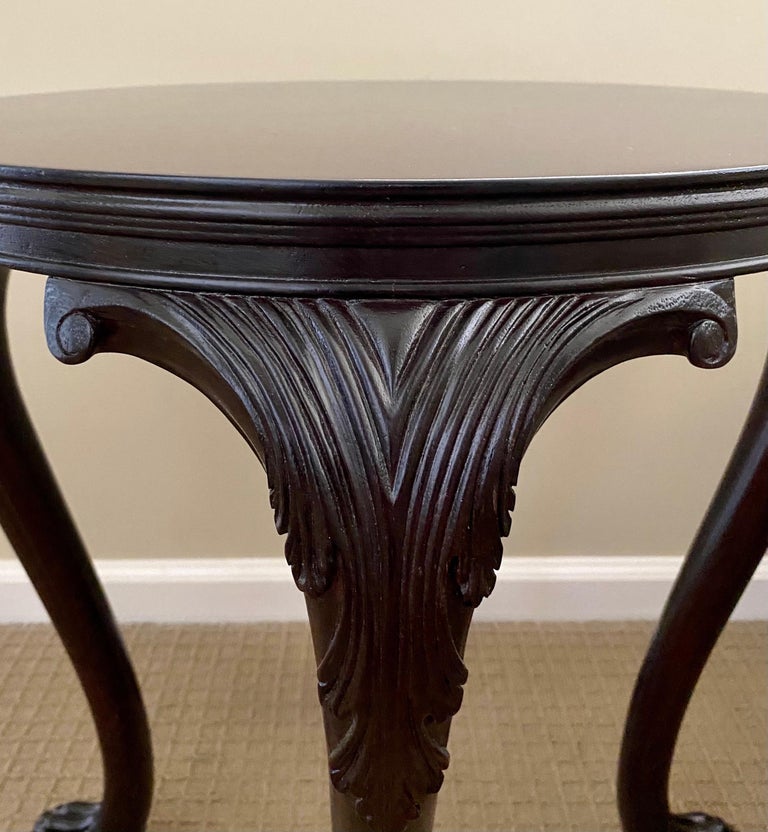 Contemporary Carved Claw Paw Foot Acanthus Leaf Side End Table by Hickory Chair