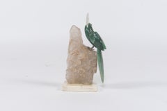 Carved Cockatiel Bird on Quartz Sculpture