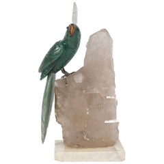 Carved Cockatiel Bird on Quartz Sculpture