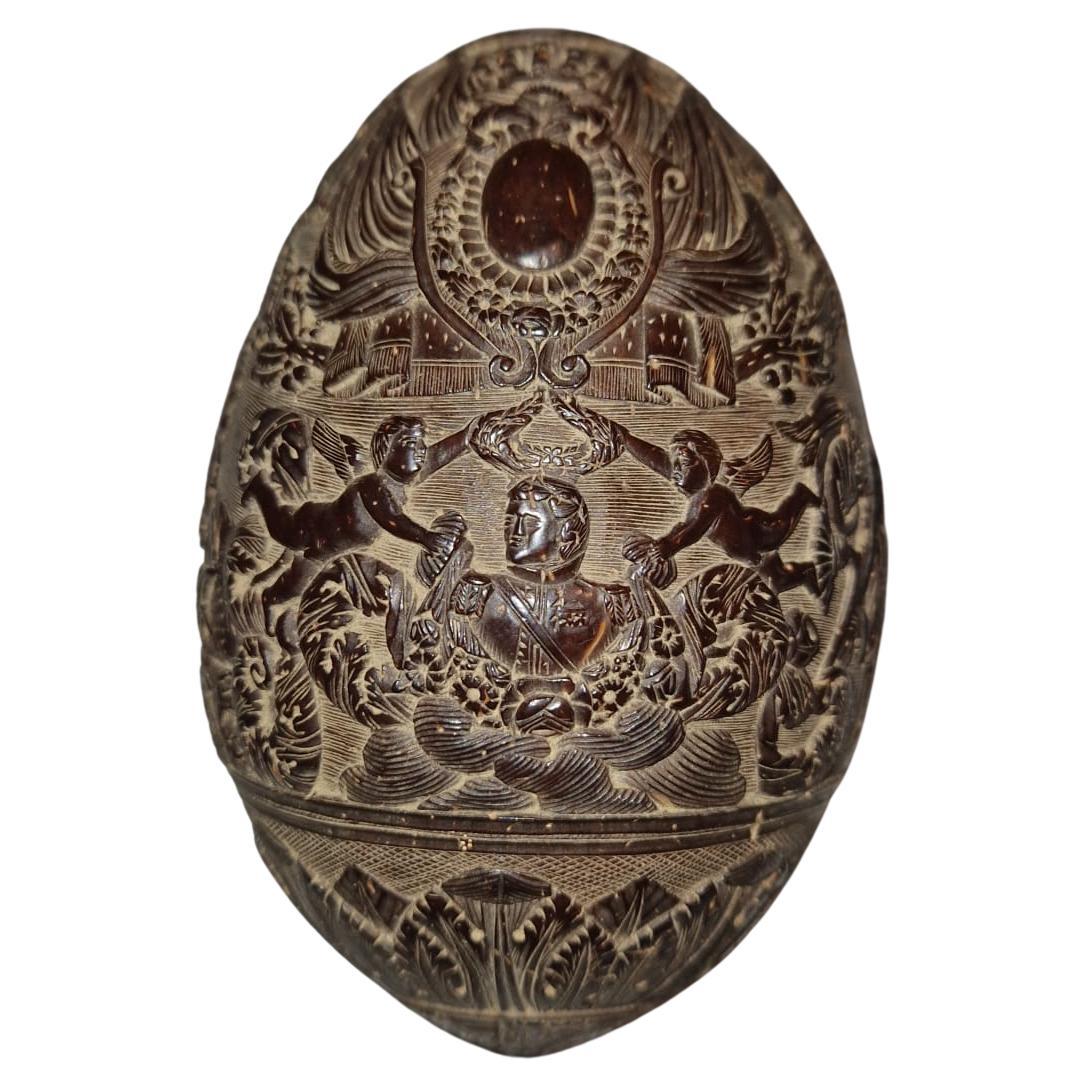 Carved coconut from early 19th century