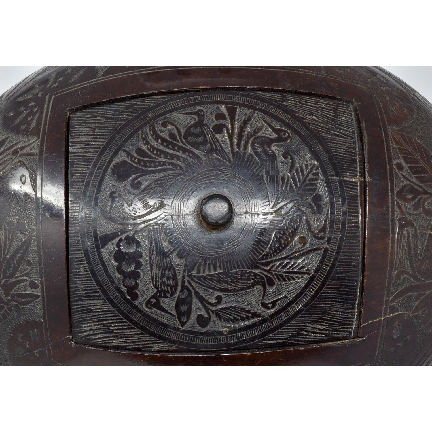 Carved Coconut Shell Box from Nicaragua, 1904 1