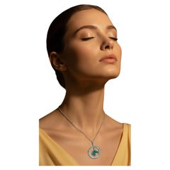 Carved Colombian Emerald Horse Head & Fine White Diamond Pendant Necklace c 1960