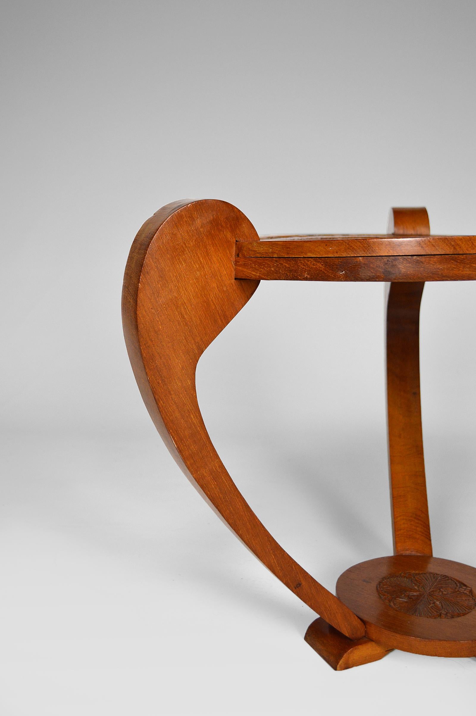 Mid-20th Century Carved Colonial Art Deco Side Table, circa 1930 For Sale