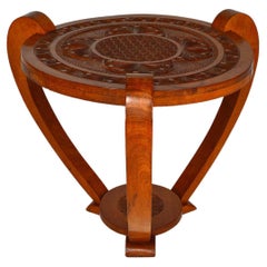 Vintage Carved Colonial Art Deco Side Table, circa 1930
