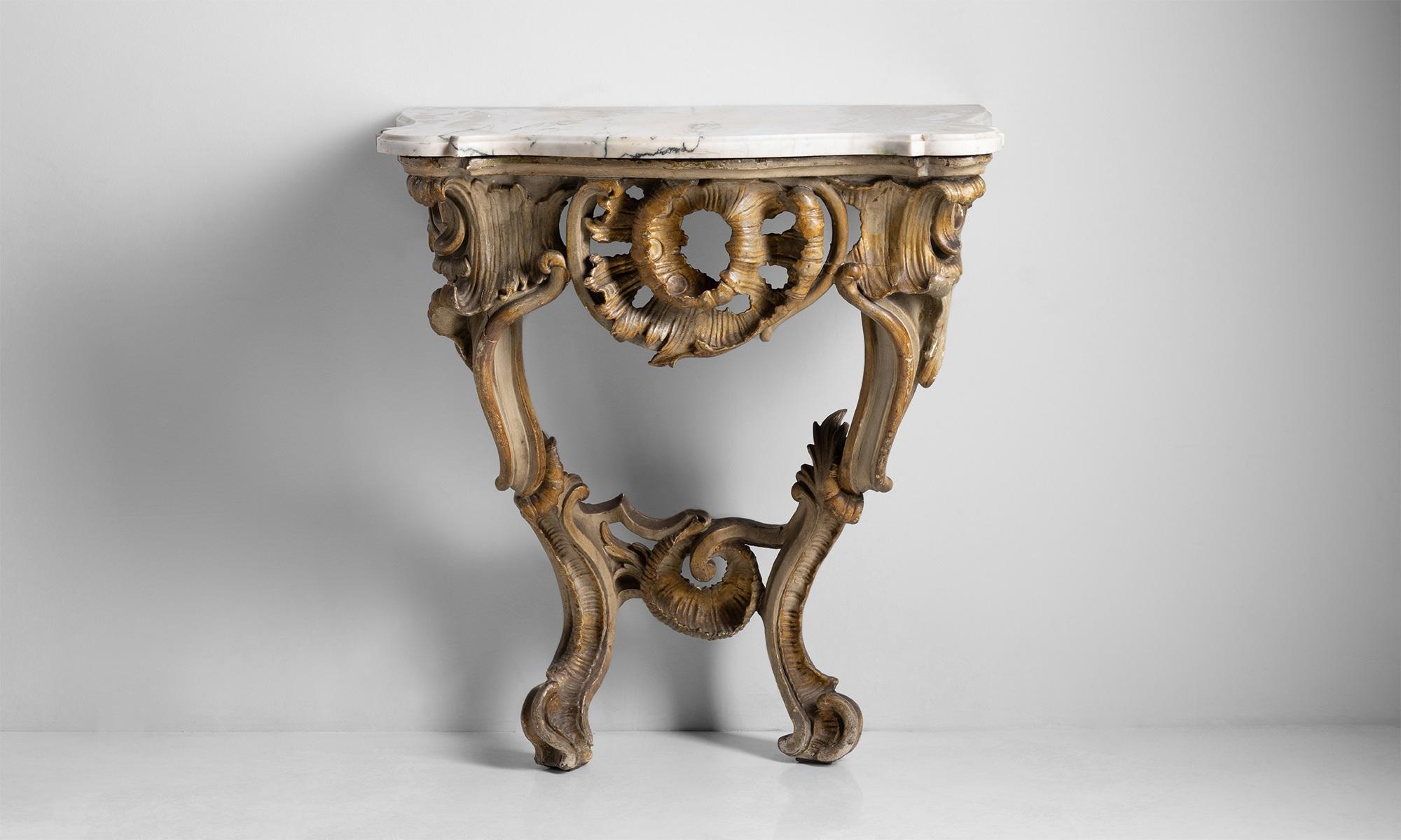 Carved Console Table with Carrara Marble Top, Italy, Circa 1750 2