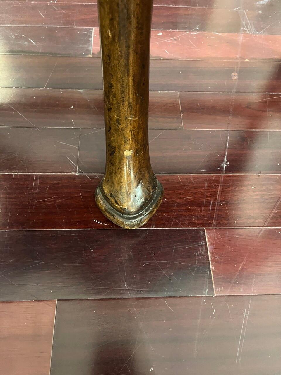 20th Century Carved Console Table with Walnut Finish on Cabriolet Legs For Sale