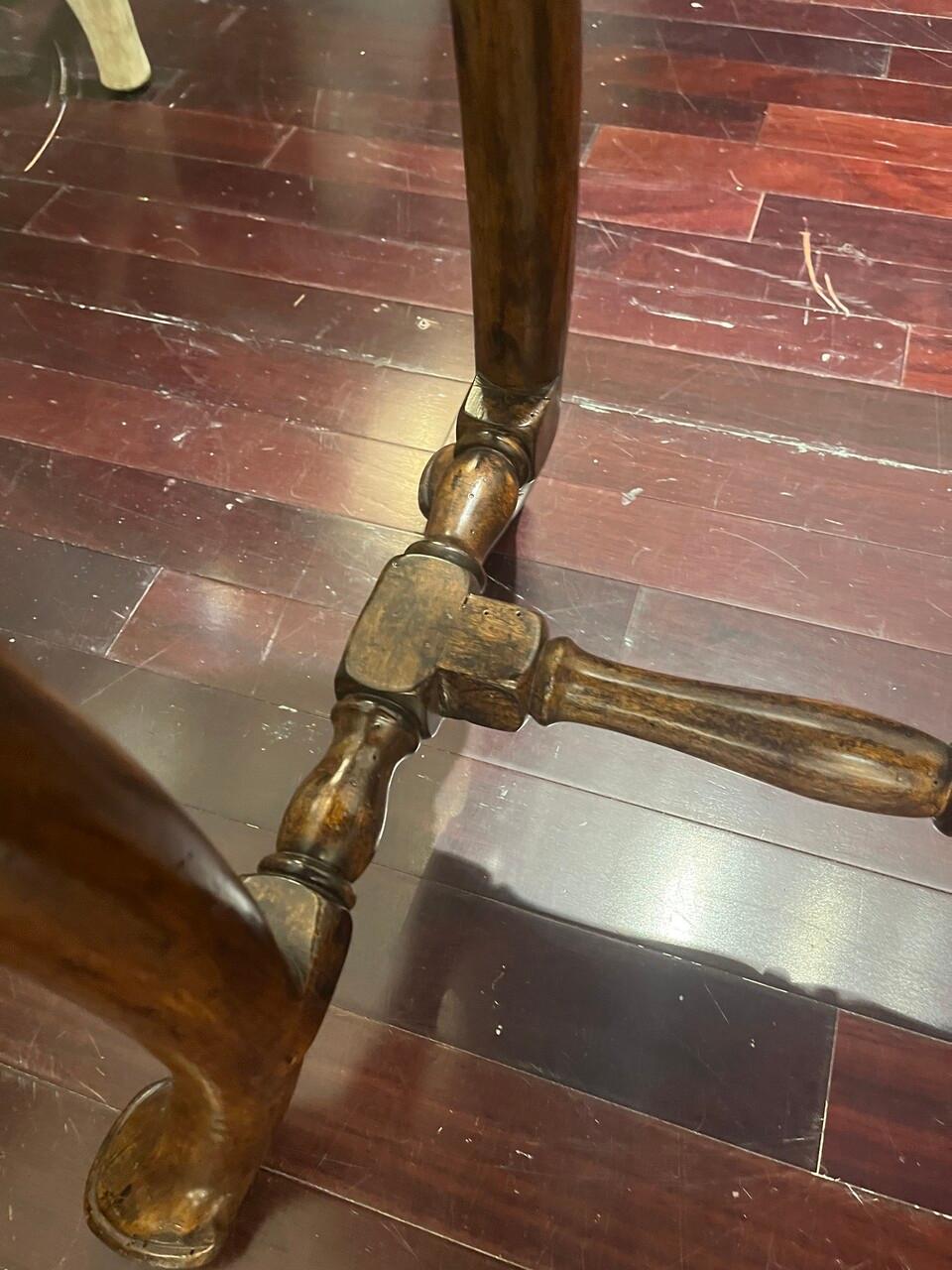 Carved Console Table with Walnut Finish on Cabriolet Legs For Sale 1