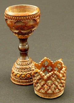 Carved Coquilla Nut Napoleonic Prisoner of War Element, French, circa 1810