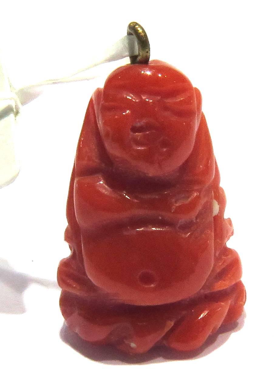 This little 14k coral Buddha charm pendant with his sweet little belly will surely bring you good luck. I found him on a charm bracelet with all 1920s-1930's charms on it. He's looking for a forever home that he can bless with health &