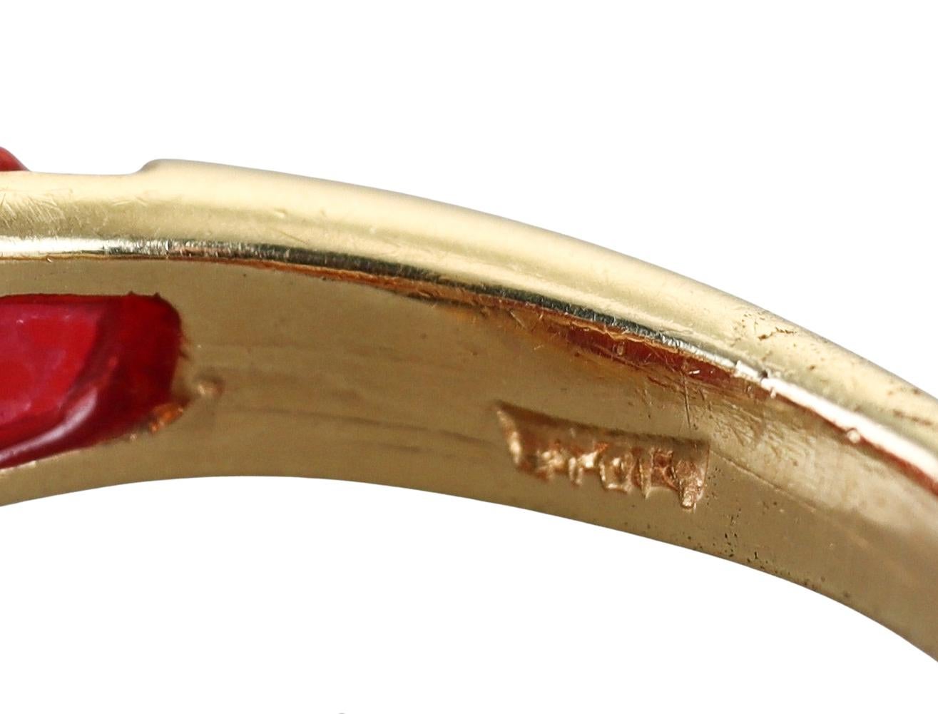 Carved Coral Diamond Gold Bypass Dolphin Ring In Excellent Condition For Sale In New York, NY
