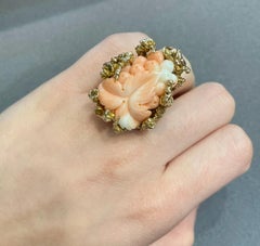 Carved Coral Flower Ring