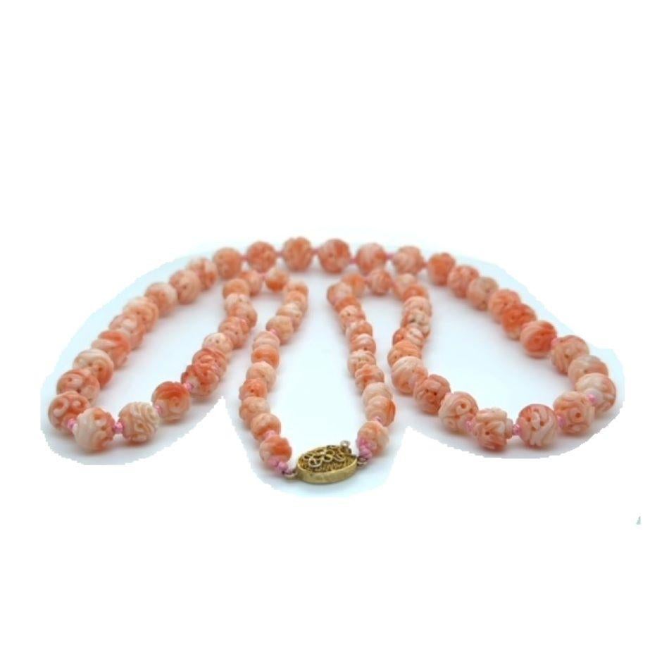 Bead Carved Coral Momo Coral necklace-25