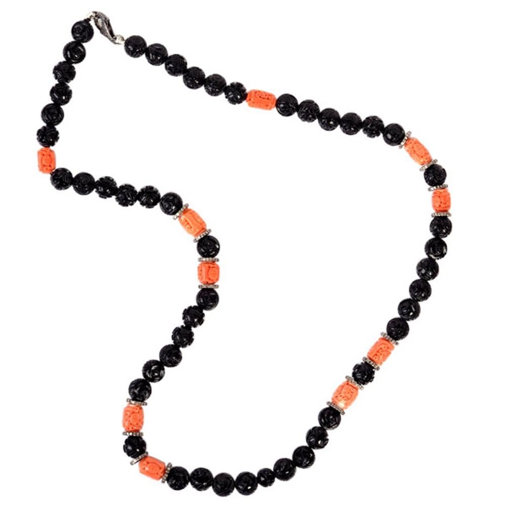 black beads with corals