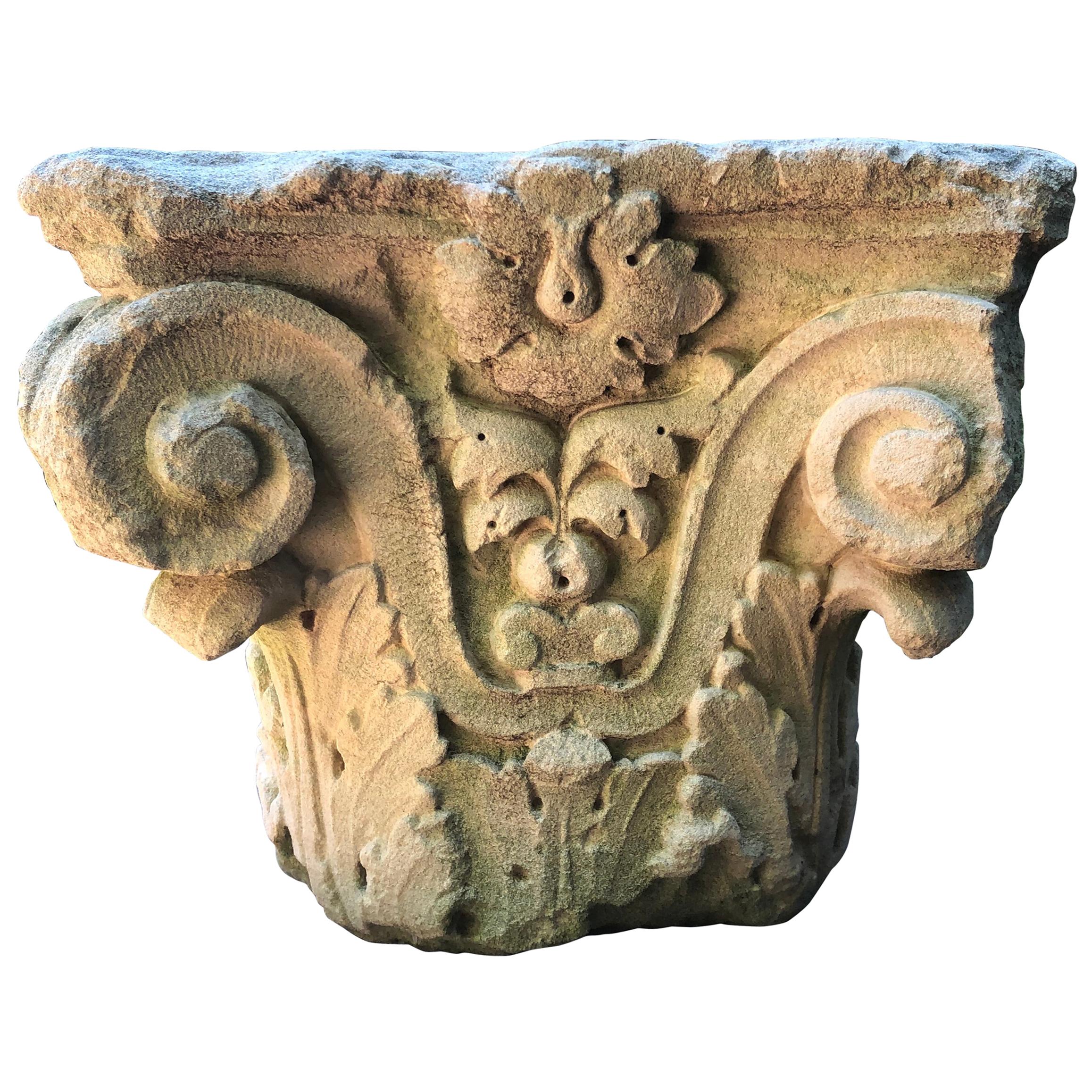 Carved Corinthian Limestone Capital