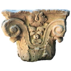 Antique Carved Corinthian Limestone Capital