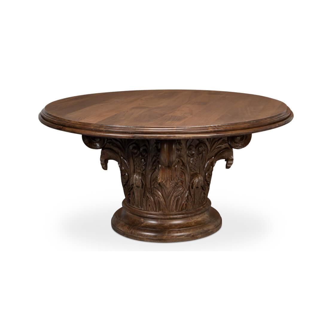 Neoclassical Carved Corinthian Roman Round Table For Sale