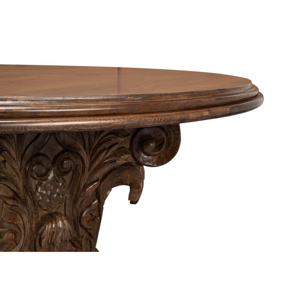 Contemporary Carved Corinthian Roman Round Table For Sale
