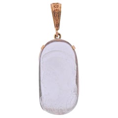 Carved Crystal Cameo Gold Pendant