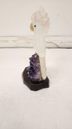 Carved Crystal Parrot Sculpture