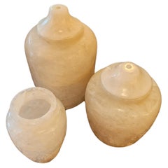 Carved Crystal Rock Vases - Set of 3 Varying Sizes