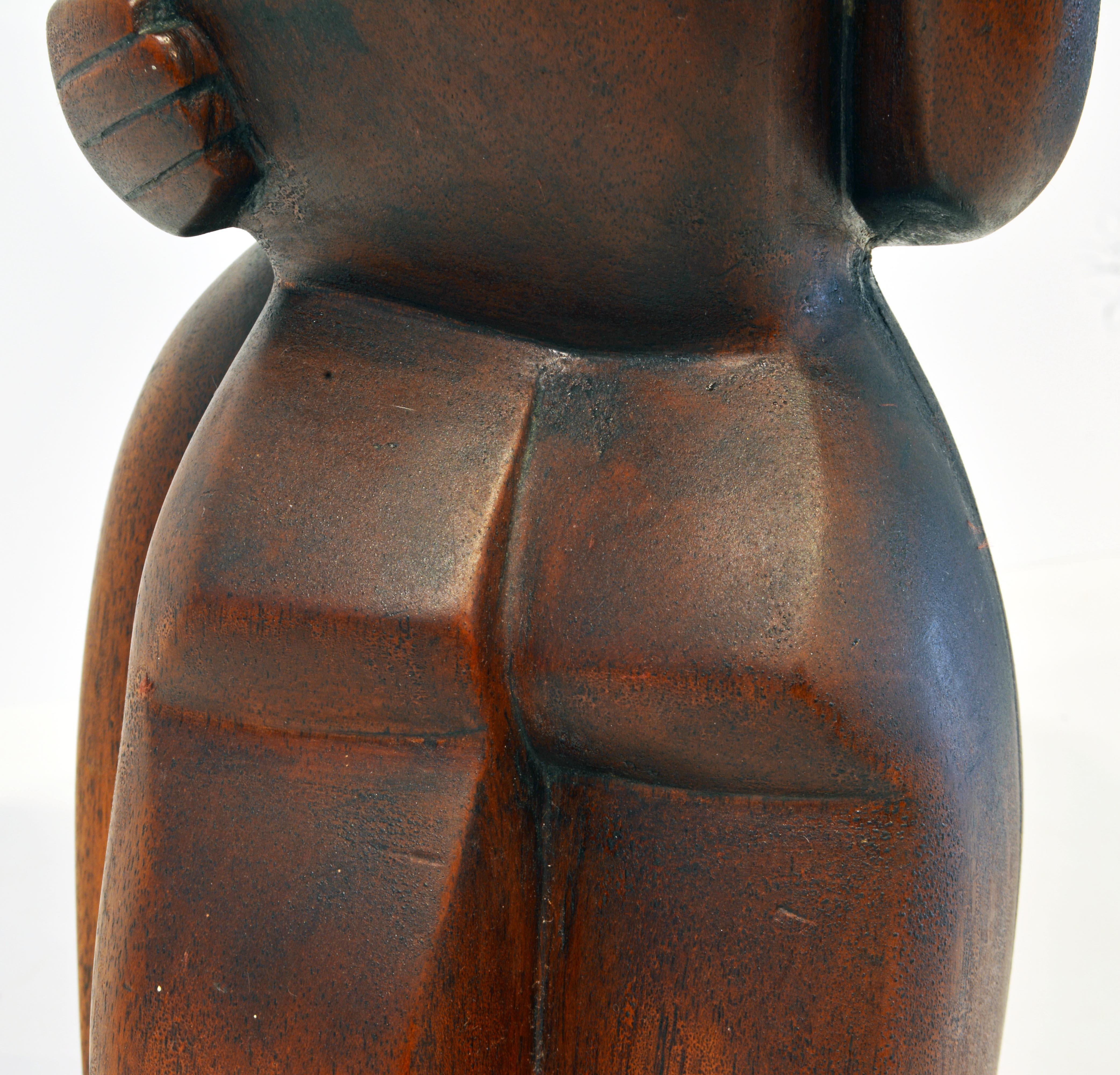 Carved Cubist Style Mahogany Sculpture 'Farewell' by Clara Shainess, 1896-1987 4
