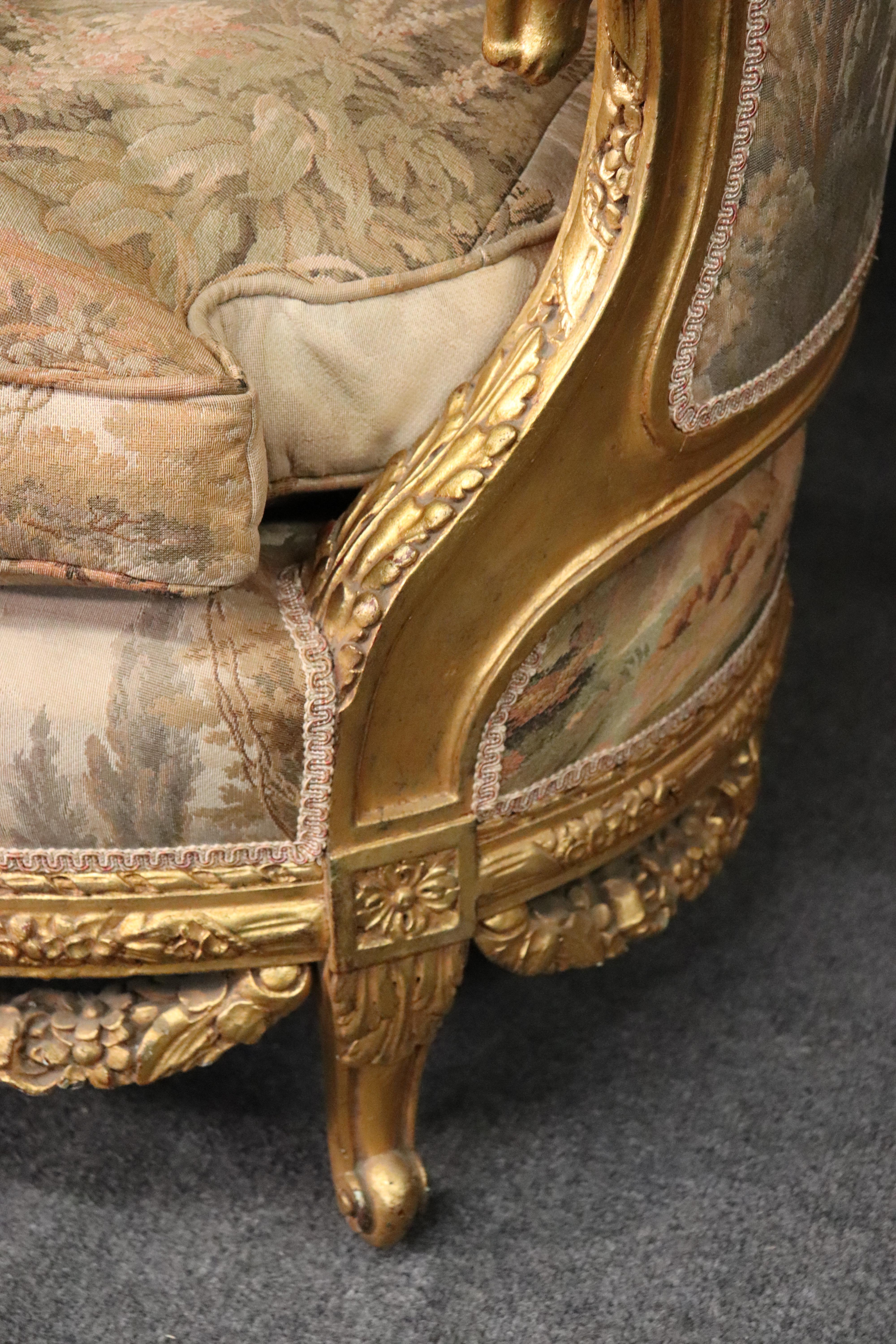 Carved Curved Back French Louis XV Gilded Rams Head and Lovebirds Sofa Settee 8