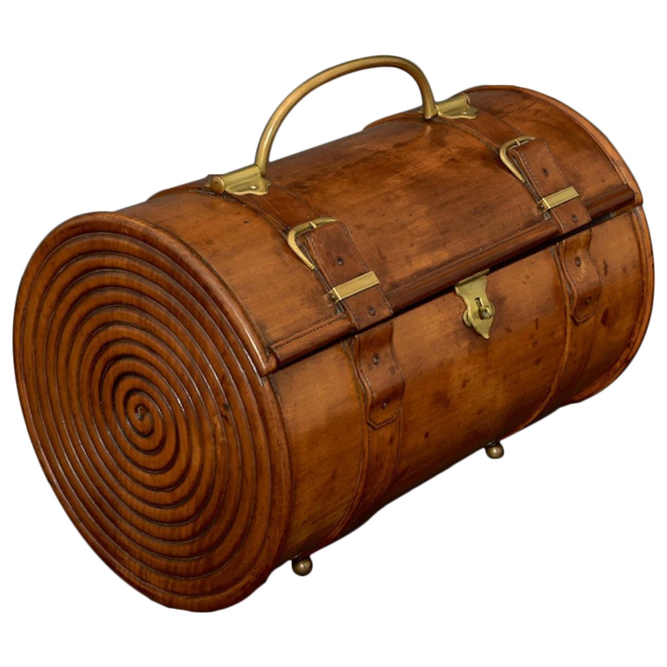 Carved Cylindrical Fruitwood Box, circa 1900