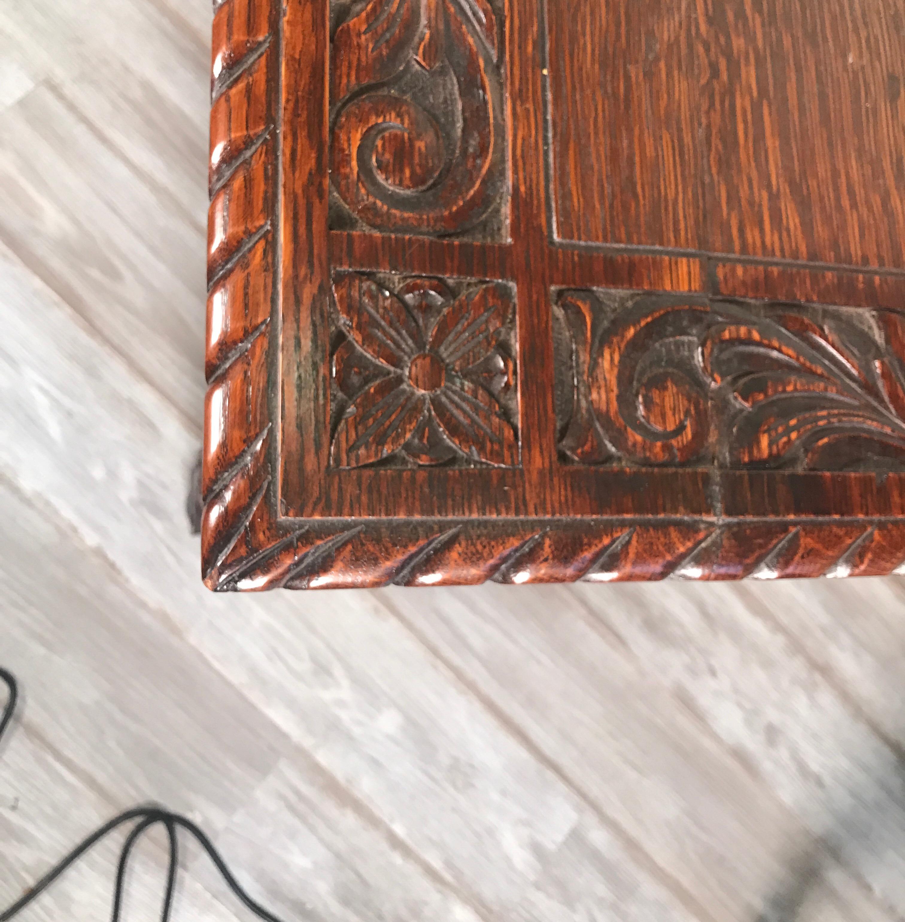 Carved Dark Oak Library Table 5