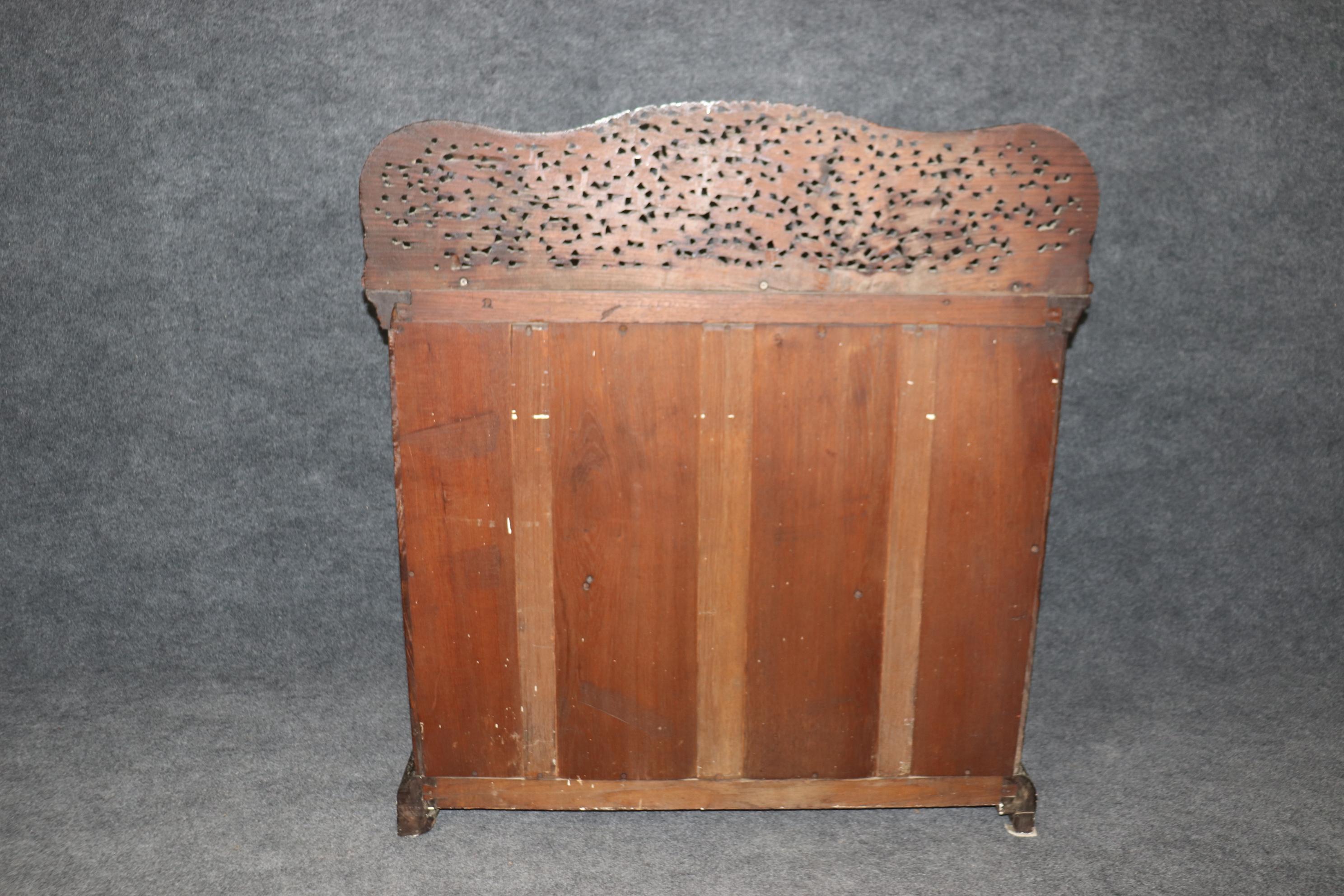 Carved Dark Teak Anglo-Indian Dog and Paw Footed Commode Buffet Cabinet 15