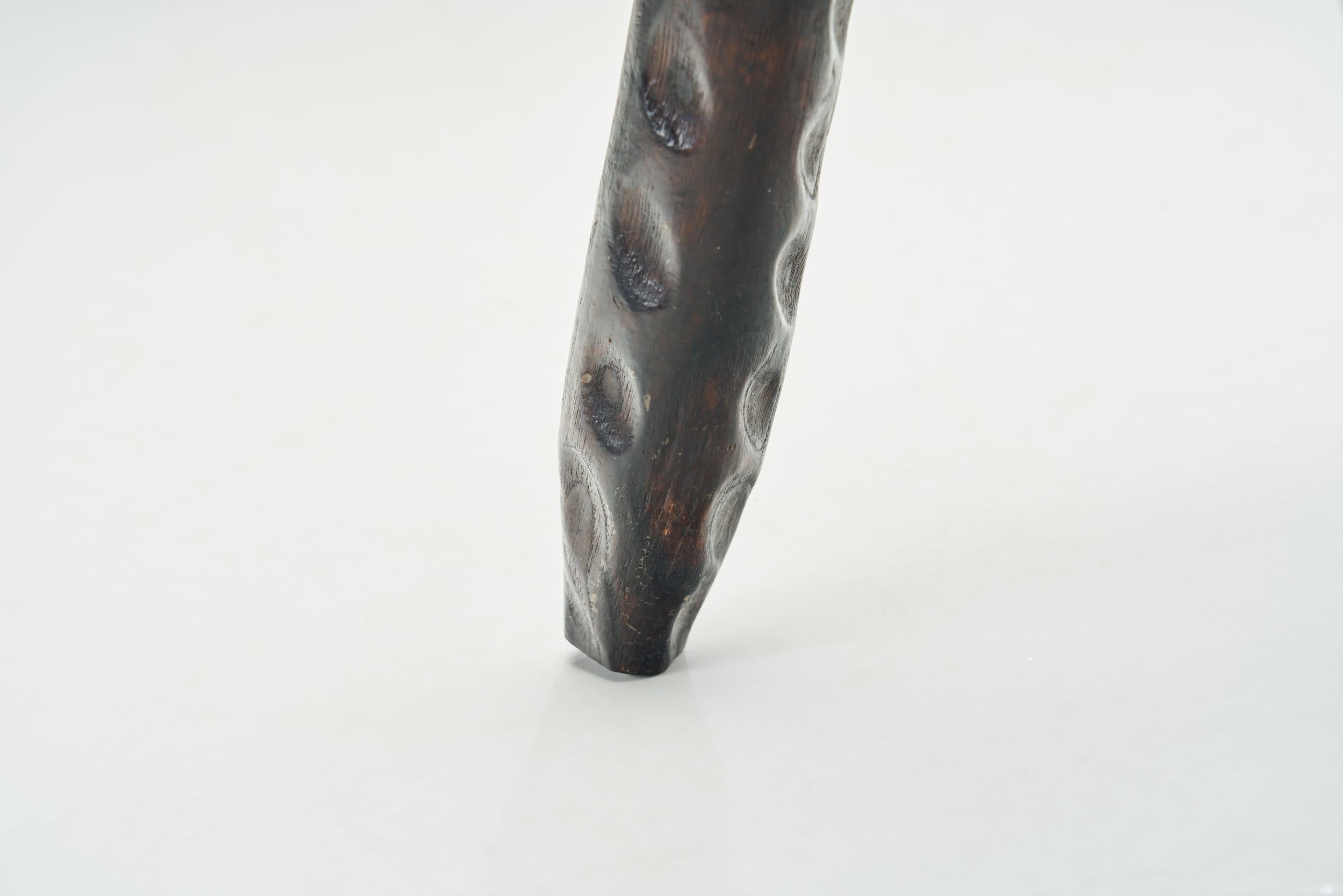 Carved Dark Tripod Stool, Europe Ca Mid-20th Century 8