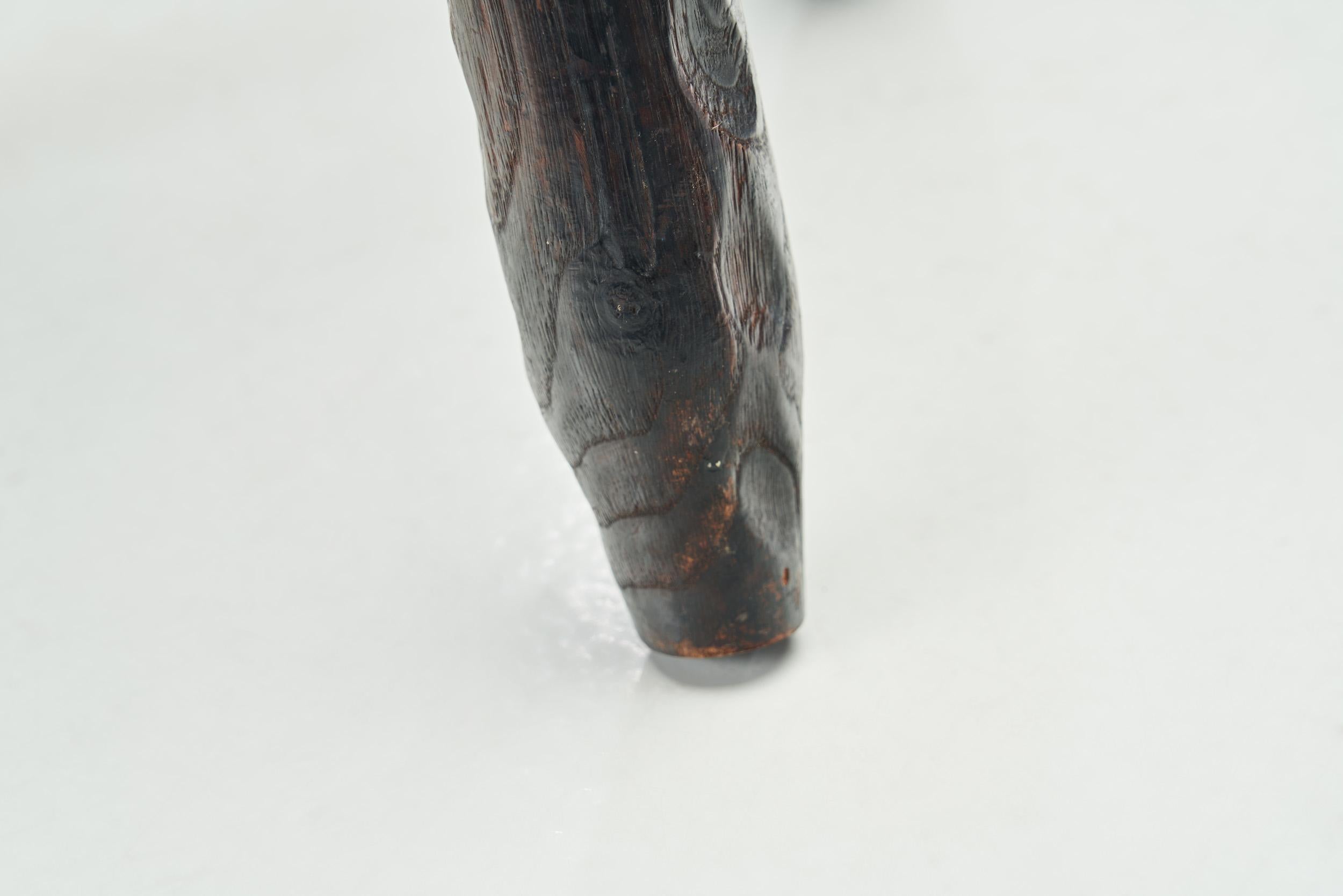 Carved Dark Tripod Stool, Europe Ca Mid-20th Century 9