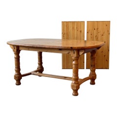 Carved Daumiller Style Pine Extendable Dining Table