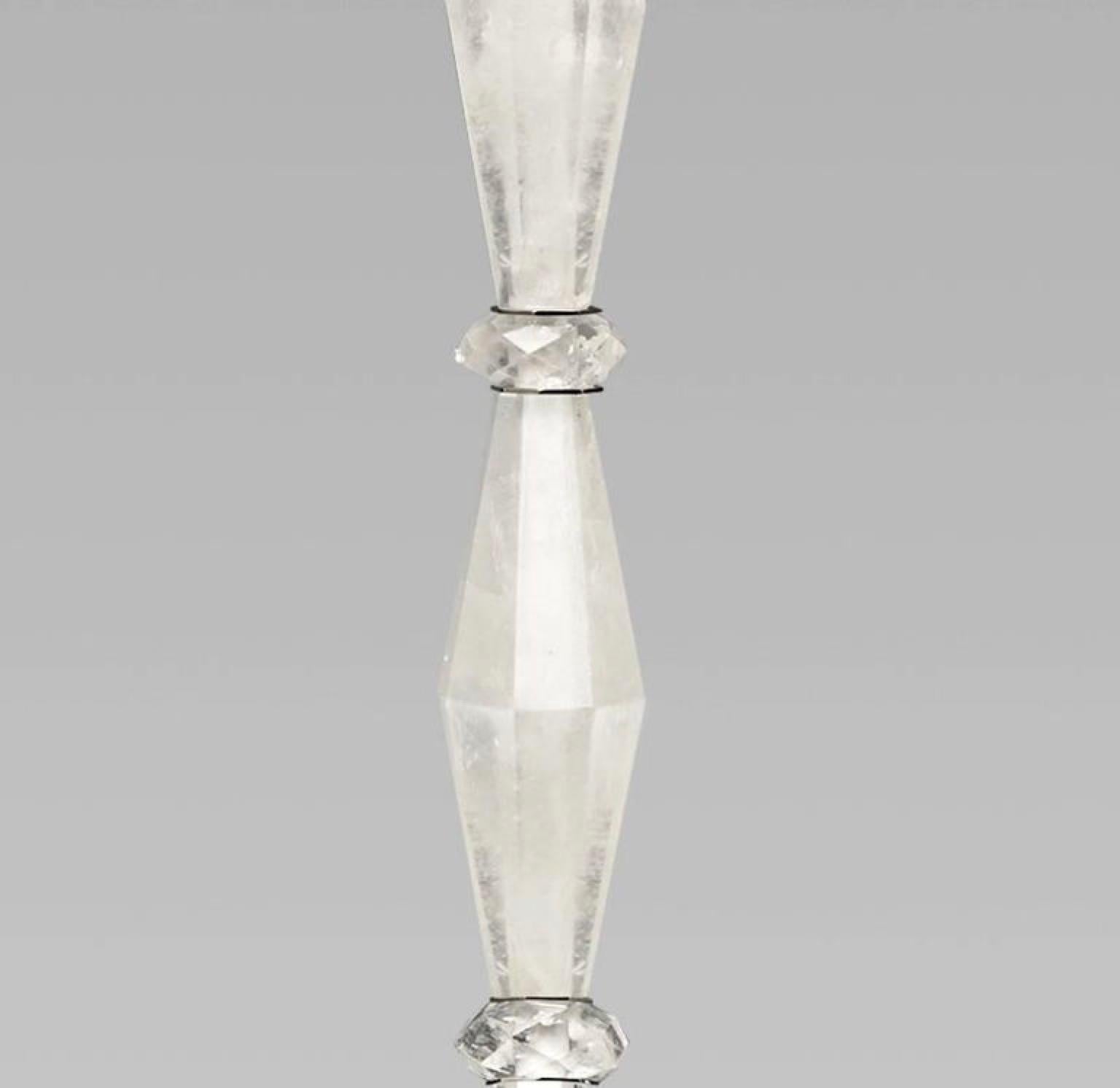 Contemporary Carved Diamond Form Rock Crystal Quartz Floor Lamp For Sale