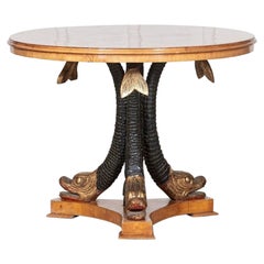 Carved Dolphin Burr Walnut Centre Table