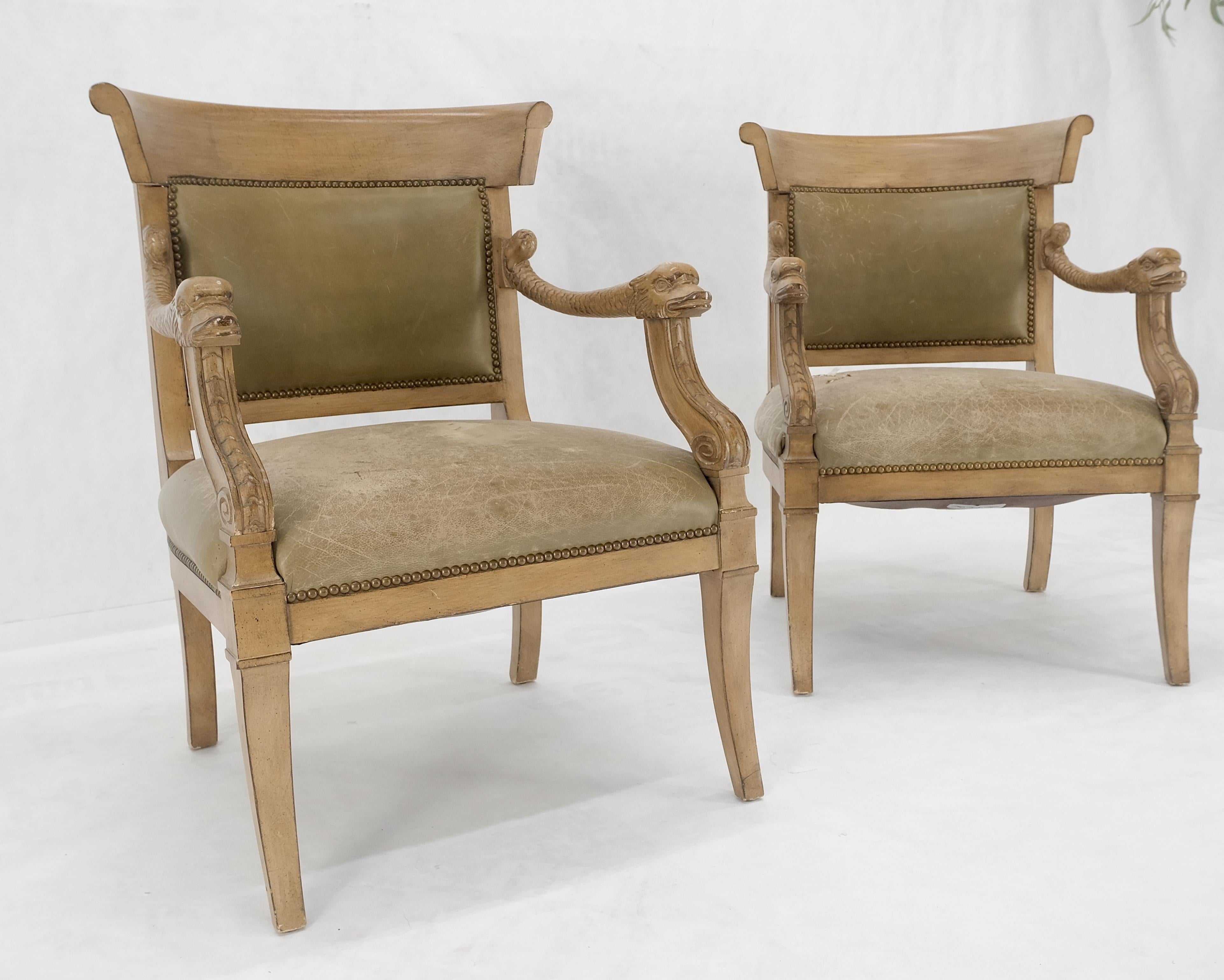 Geschnitzt Delphine Form Arme gerundet zurück Lounge Stühle Lederpolsterung AS IS im Angebot 7